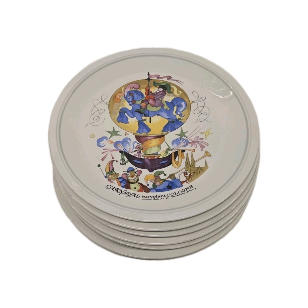 Villeroy & Boch LE BALLON Salad Accent Plates CARNIVAL‎ HOT AIR BALLOON Set of 6